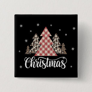 Kerstboom Luipaard Grappig Kerstmis Vakantie  Vierkante Button 5,1 Cm