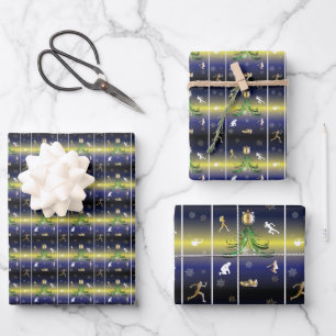 Kerstboom - Meisjes die lopen Inpakpapier Vel