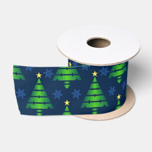 kerstboom met blauwe sneeuwvlok en achtergrond lint