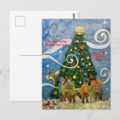 kerstboom met Briefkaart Carolers (Voorkant / Achterkant)