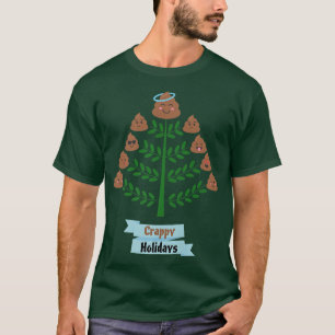 kerstboom met feestdagen die blij zijn met de poep t-shirt
