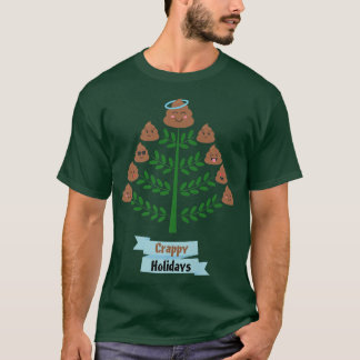 kerstboom met feestdagen die blij zijn met de poep t-shirt