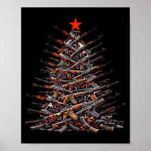 Kerstboom met geweren Funny Kerstmis 2025 voor wap Poster