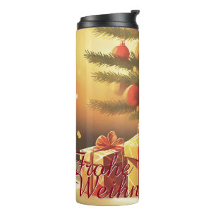 Kerstboom met gouden cadeaus thermosbeker