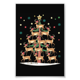 Kerstboom met herten Funny Kerst Cute Rendier  Foto Afdruk