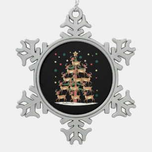 Kerstboom met herten Funny Kerstvakantie Schattig Tin Sneeuwvlok Ornament