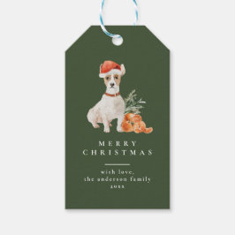 Kerstboom met Hond Typografie Groene Gift Labels Cadeaulabel