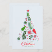 Kerstboom met hulstbessen zakelijke groet feestdagenkaart (Voorkant / Achterkant)
