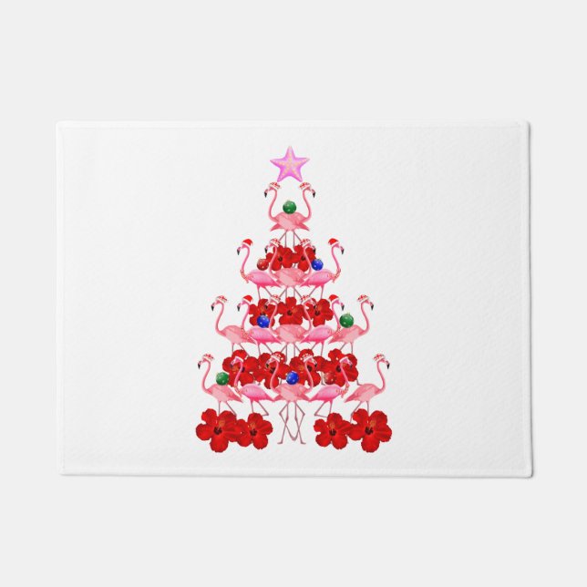 Kerstboom met kerstmis in Santa Pink Deurmat (Voorkant)
