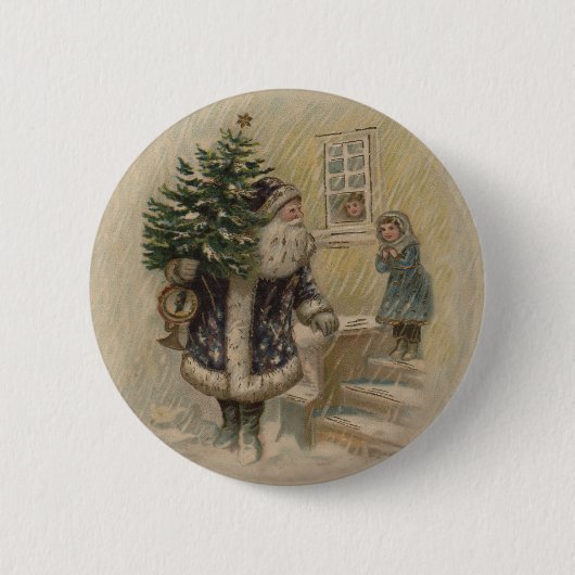  kerstboom met kerstsneeuw ronde button 5,7 cm (Voorkant)