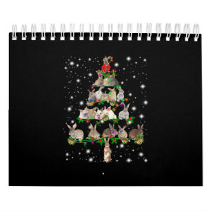 Kerstboom met konijn, bedekt door vlieglicht kalender