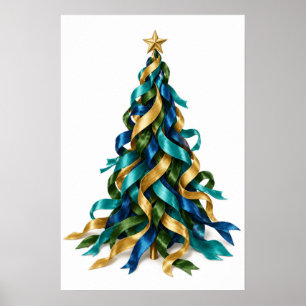 Kerstboom met linten poster