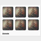Kerstboom met moderne Boho Vibes Vierkante Sticker (Vel)