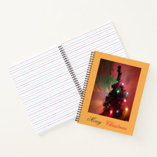 Kerstboom met Notitieboek met kleurrijke lichten