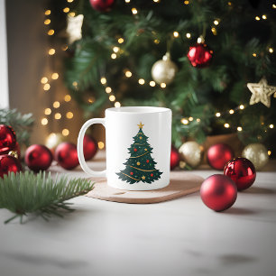 Kerstboom met ornamenten en sterren koffiemok