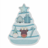 Kerstboom met Ornamenten Sticker (Voorkant)