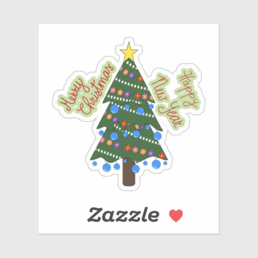 kerstboom met ornamenten sticker (Vel)