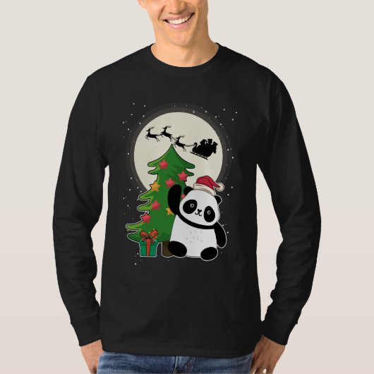 kerstboom met Panda-kerstcadeau T-shirt (Voorkant)
