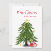 Kerstboom met Red cadeau Flat Holiday Kaart (Voorkant)