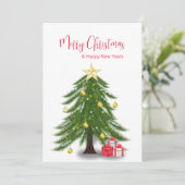 Kerstboom met Red cadeau Flat Holiday Kaart (Staand voorkant)