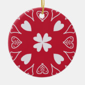 kerstboom met Red Heart Folk Keramisch Ornament (Voorkant)