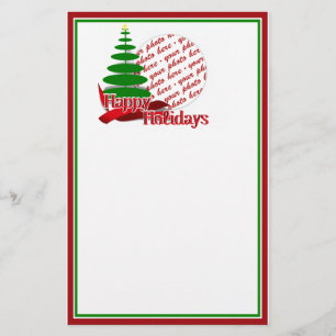 Kerstboom met Red Ribbon-foto-Lijst Briefpapier