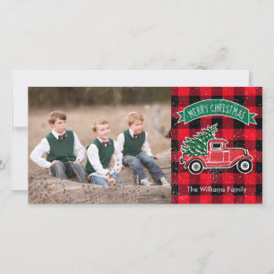  kerstboom met rode buffels feestdagenkaart