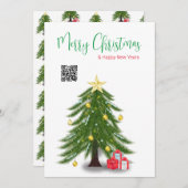kerstboom met rode Cadeau-vlakke feestdag Kaart (Voorkant / Achterkant)