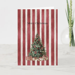 Kerstboom met rode crèmestrepen kaart