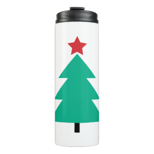 Kerstboom met rode en groene streep thermosbeker