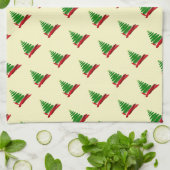 Kerstboom met Rode Lint Theedoek (Gevouwen)