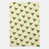 Kerstboom met Rode Lint Theedoek (Verticaal)