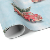  kerstboom met rode vrachtwagen cadeaupapier (Rol Hoek)