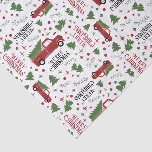  kerstboom met rode vrachtwagen tissuepapier (Detail)