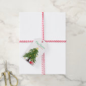 kerstboom met rood cadeau cadeaulabel (Met Touw)