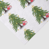 kerstboom met rood cadeau tissuepapier (Detail)