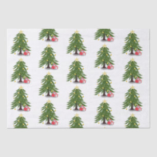 kerstboom met rood cadeau tissuepapier
