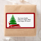 Kerstboom met rood lint etiket (Insitu)