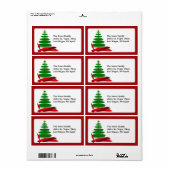 Kerstboom met rood lint etiket (Full Sheet)