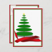 Kerstboom met rood lint feestdagenkaart (Voorkant / Achterkant)
