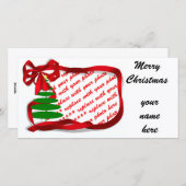Kerstboom met rood lint feestdagenkaart (Voorkant / Achterkant)