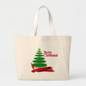 Kerstboom met rood lint grote tote bag (Voorkant)