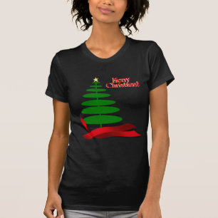Kerstboom met rood lint t-shirt