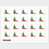 Kerstboom met rood lint vierkante sticker (Vel)
