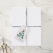 kerstboom met roze rand cadeaulabel (Met Touw)