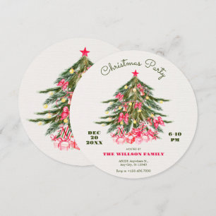 Kerstboom met roze strik en geschenken kaart