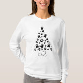 Kerstboom met Schattige Paw Print T-shirt (Voorkant)