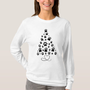 Kerstboom met Schattige Paw Print T-shirt