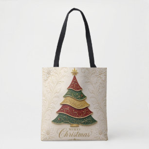 Kerstboom met sierlijke gouden emaille draagtas