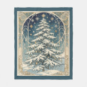 Kerstboom met sneeuw beladen takken fleece deken (Voorkant)